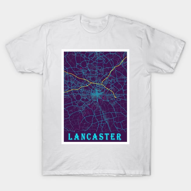 Lancaster Neon City Map T-Shirt by tienstencil